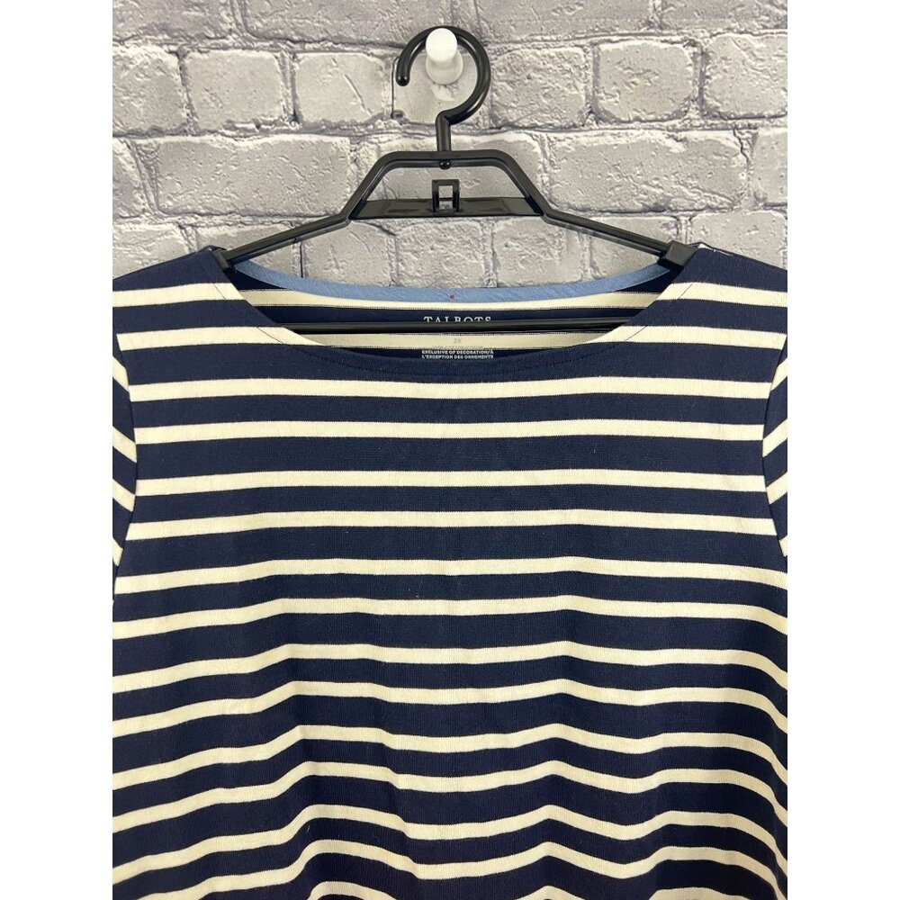 Talbots Womens Multicolor Striped Boatneck Cotton Top Size 2X NWT - Picture 4 of 9